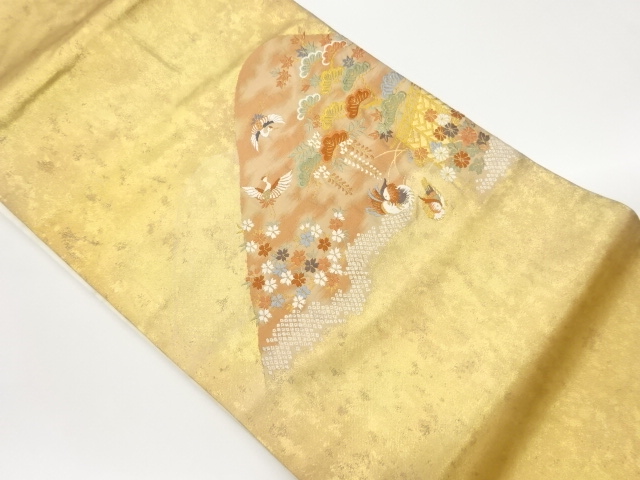 JAPANESE NAGOYA OBI / WOVEN FLOWER & BIRD